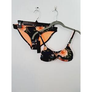 Triangl NEW! Women's Blue Floral Bikini With Bag In Size Small Summer Beach